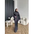 Fuş - Taş Detaylı Fermuarlı Pantolonlu Takım - Lacivert