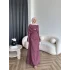 Fuş - Orchid Şal Detaylı Broşlu Elbise - Bordo