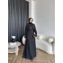 Fuş - Orchid Şal Detaylı Broşlu Elbise - Siyah