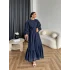 Fuş - Evelia Çiçekli Taşlı Elbise - Lacivert