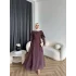 Fuş - Chic Nakış Detay Parlak Tensel Elbise - Mürdüm