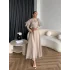 Fuş - Chic Nakış Detay Parlak Tensel Elbise - Bej