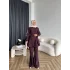Fuş - Lisor Kol Taş Detay Takım - Bordo