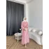 Fuş - Liya Çizgili Yaka Detay Elbise - Koyu Pembe