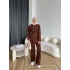 Gold Düğmeli 3 İplik Takım - Kahve