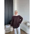 Gülsy Kol Detay Simli Triko Kazak - Kahve