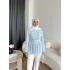 Hen - Piliseli Şifon Bluz - Bebe Mavi