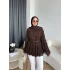 Hen - Piliseli Şifon Bluz - Kahve
