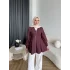 Hen - Sergan V Yaka Fermuarlı Gömlek - Bordo