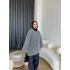 Kapşonlu Simli Hırka - Gri