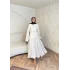 Keten Kırışık Etek Takım - Bej