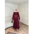Keten Kırışık Etek Takım - Bordo