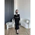 Lizge Yaka Detaylı Triko Elbise - Siyah