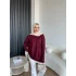 Nesy Kol Gold Düğmeli Triko Kazak - Bordo