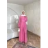 Noir Keten Elbise - Pembe