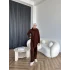 Örgü Atkı Detaylı Triko Takım - Acı Kahve