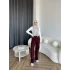 Oysh Kumaş Pantolon - Bordo