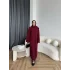 Pln-Atkı Örgü Triko Elbise - Bordo