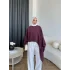 Pln - Bella Organik Keten Bluz - Bordo