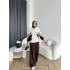 Pwn - Nulman Yan Şerit Ön Fermuarlı Takım - Kahve