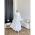 Qu- Yeni Desen Selen Elbise - Beyaz
