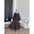 Qu- Yeni Desen Selen Elbise - Kahve