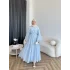 Qu- Yeni Desen Selen Elbise - Mavi