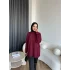 Sümy Kol Katlamalı Triko Kazak - Bordo