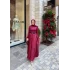 Taşlı Saten Etek - Bordo