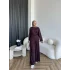 Tb - Lasmina Pantolon Etek Takım - Mürdüm