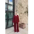 Zeyn Düğmeli Triko Takım - Bordo