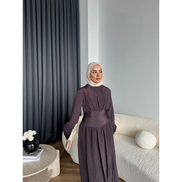 Moi - Özden Bel Detay Elbise - Kahve