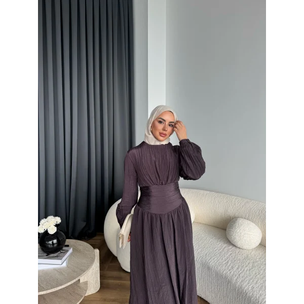 Moi - Özden Bel Detay Elbise - Kahve