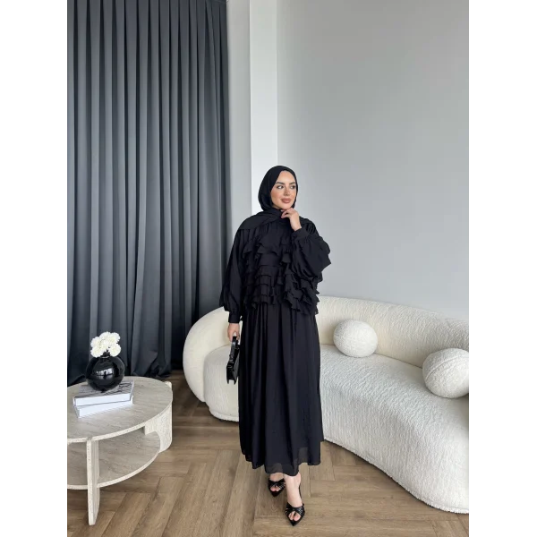 Ng - Kave Fırfırlı Etekli Takım - Siyah