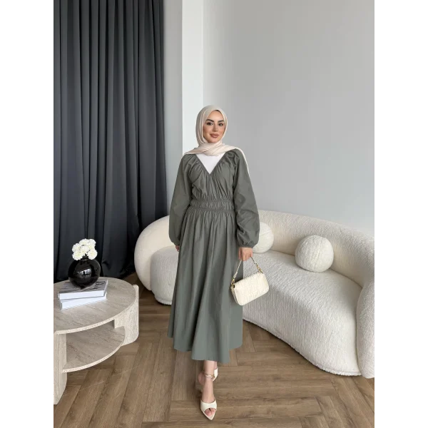 Milsa Lastikli Elbise - Yeşil