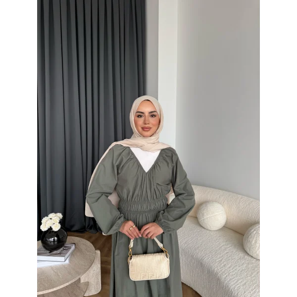 Milsa Lastikli Elbise - Yeşil