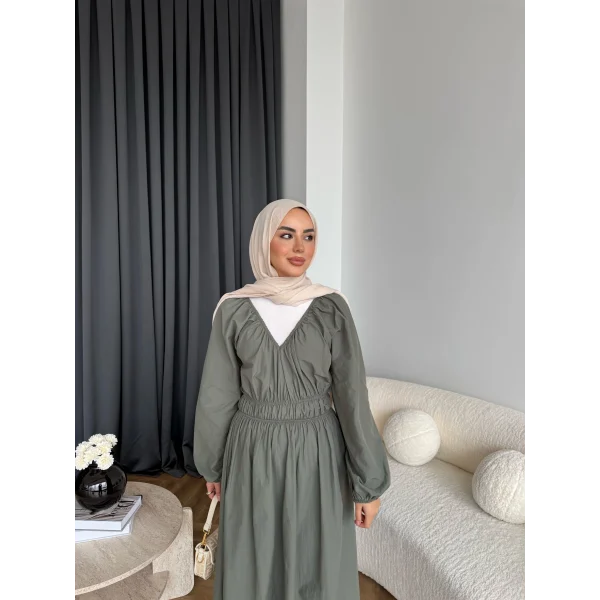 Milsa Lastikli Elbise - Yeşil