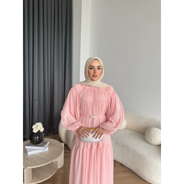 Hen - Margo Şifon Elbise - Pembe