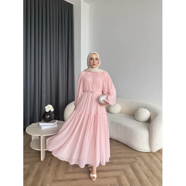 Hen - Margo Şifon Elbise - Pembe