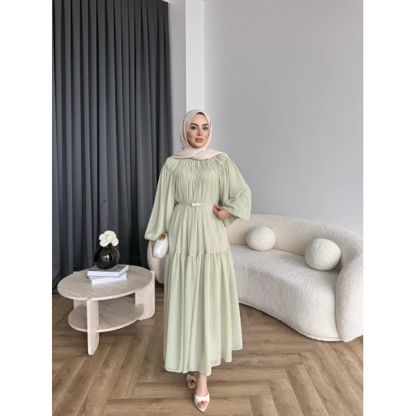 Hen - Margo Şifon Elbise - Yeşil