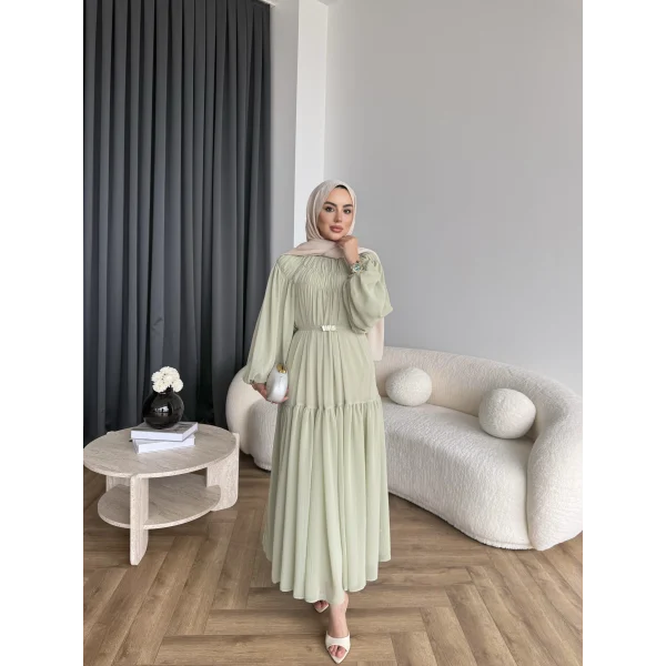 Hen - Margo Şifon Elbise - Yeşil