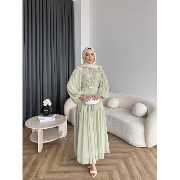 Hen - Margo Şifon Elbise - Yeşil