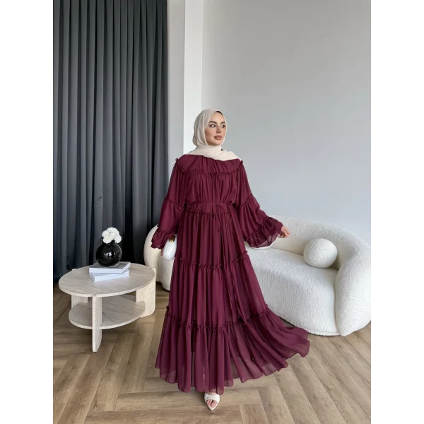 Hen - Luzy Şifon Elbise - Bordo