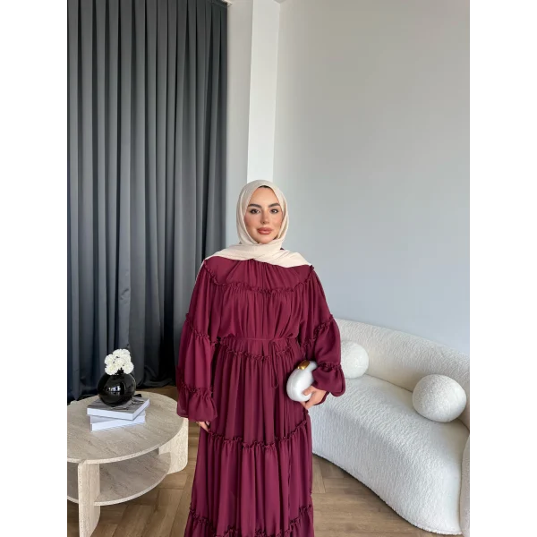Hen - Luzy Şifon Elbise - Bordo