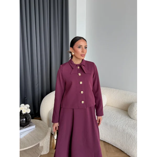 Hen - Visor Fiyonklu Etekli Takım - Bordo
