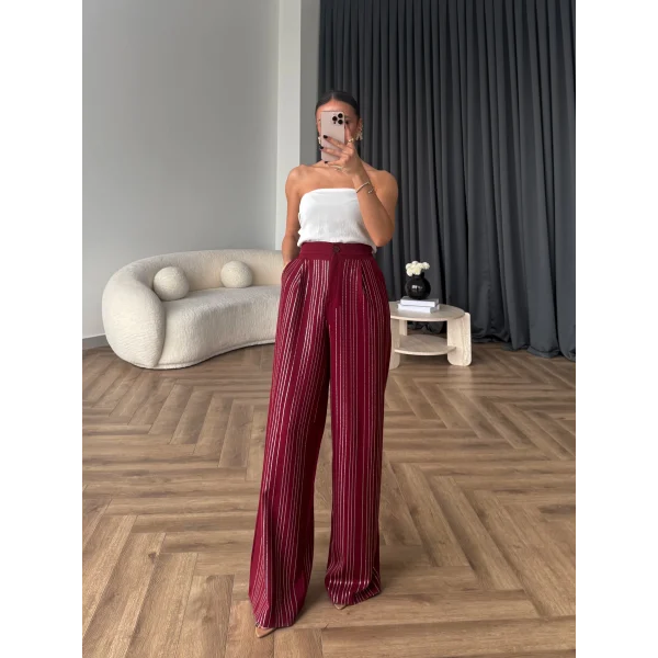 Aslı Pırlanta Pantolon - Bordo