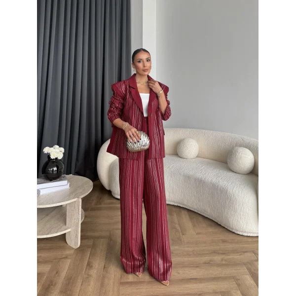 Asil Pırlanta Ceketli Takım - Bordo