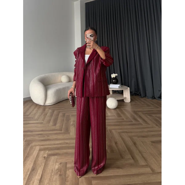 Asil Pırlanta Ceketli Takım - Bordo