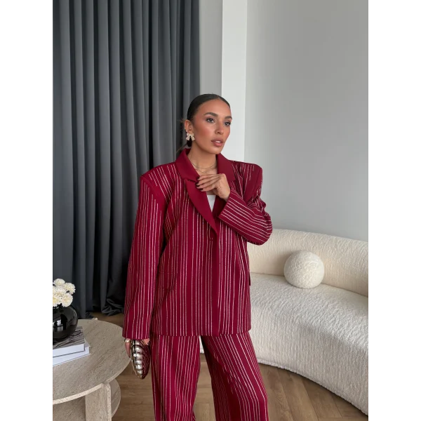 Asil Pırlanta Ceketli Takım - Bordo