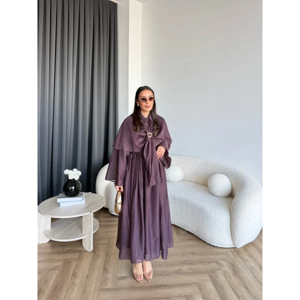 Qu - Quase Pelerin Detay Etek Takım - Mürdüm